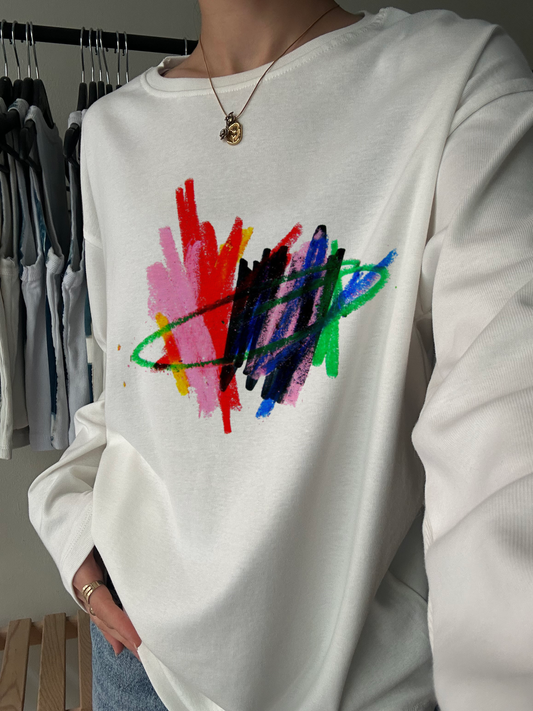 Abstract Paint Stroke Long Sleeve Tee