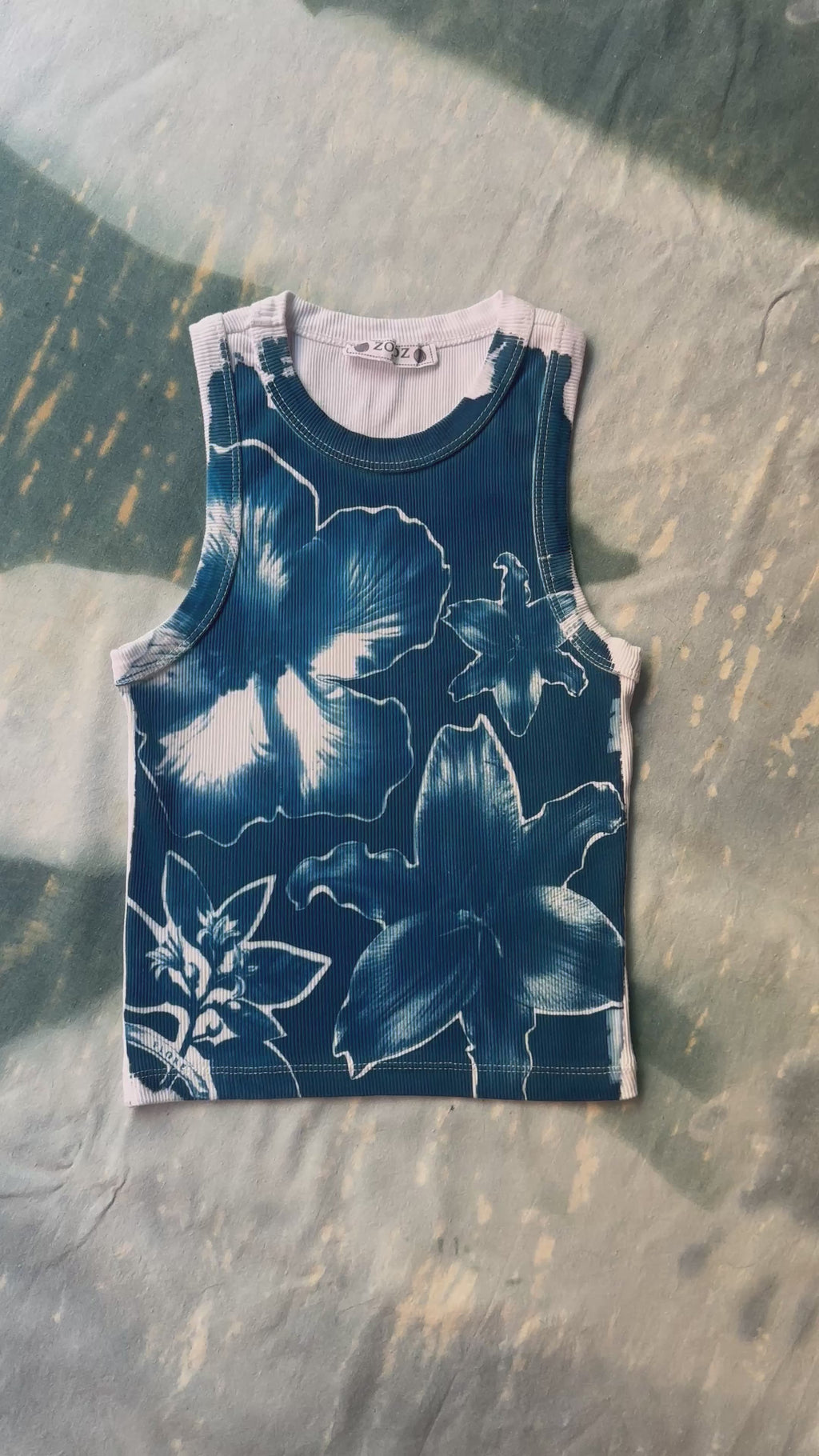 Floral Cyanotype Crop Top